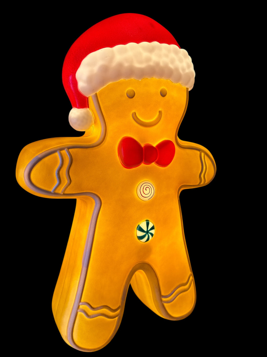 Christmas 2025 24” Gingerbread Man Blow Mold, With Santa Red Hat