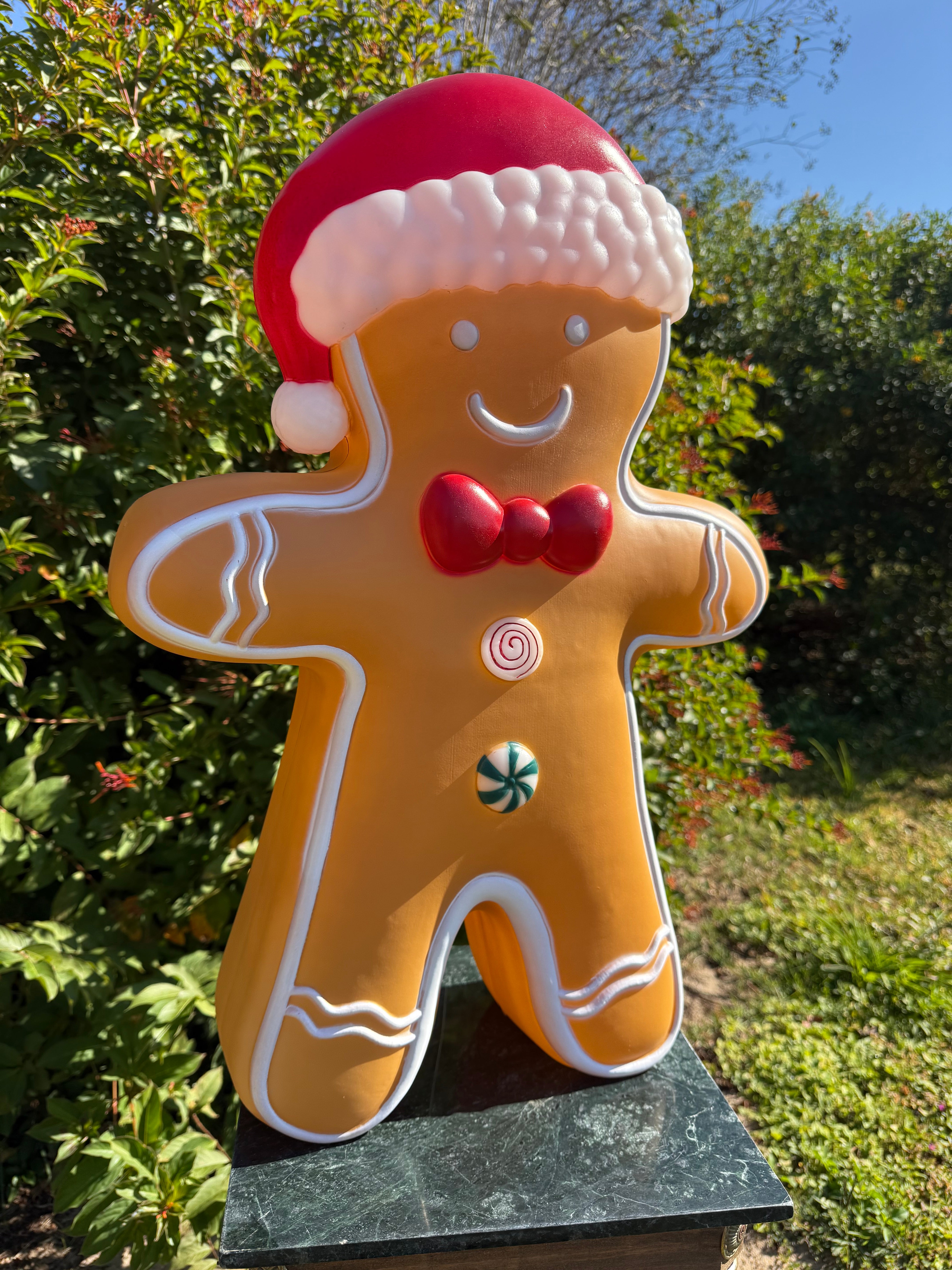 Christmas 2025 24” Gingerbread Man Blow Mold, With Santa Red Hat, Brand New