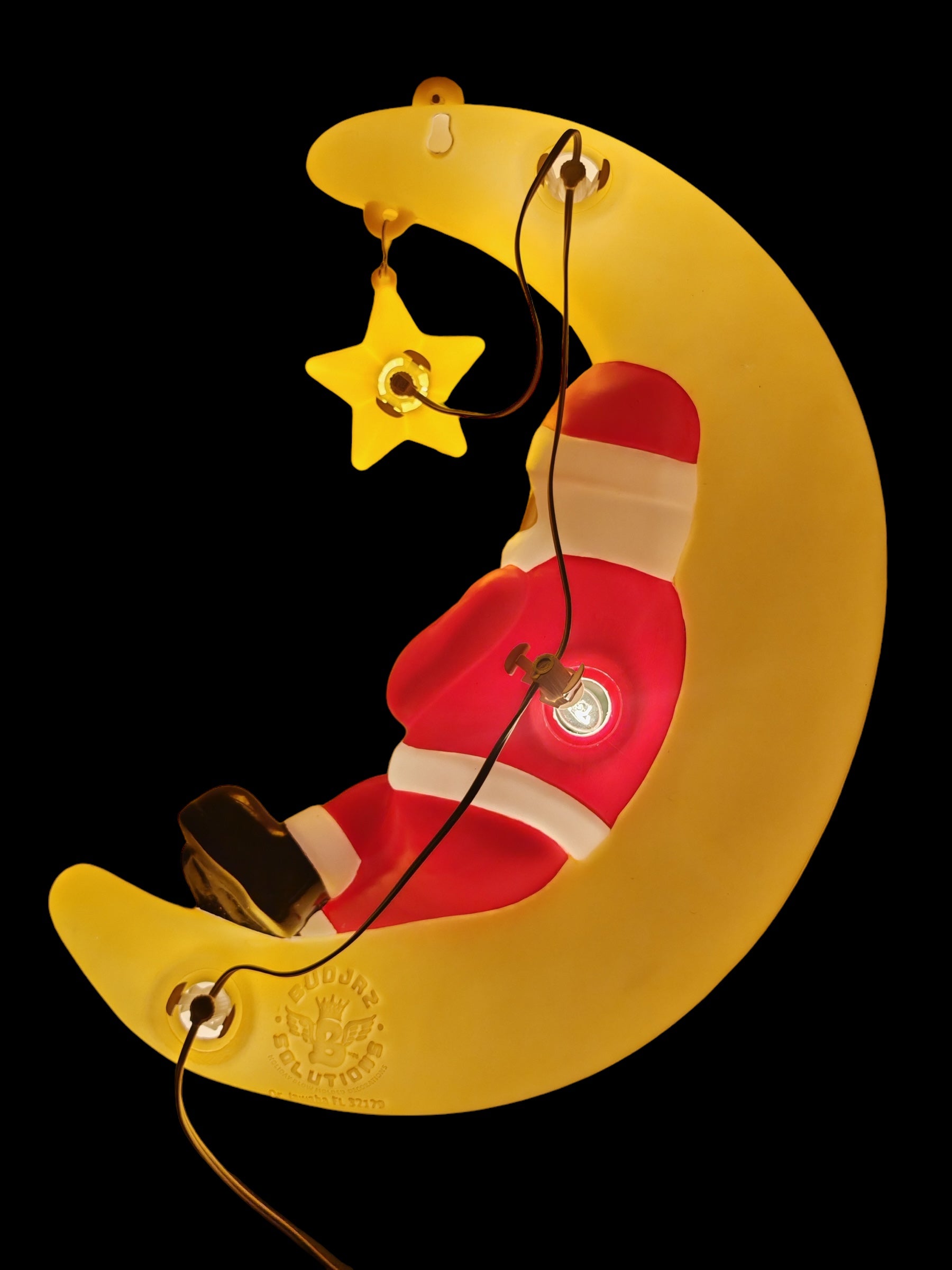 Sleeping Santa On The Moon With List Christmas Home Holiday Decor Blow Mold 22.5”