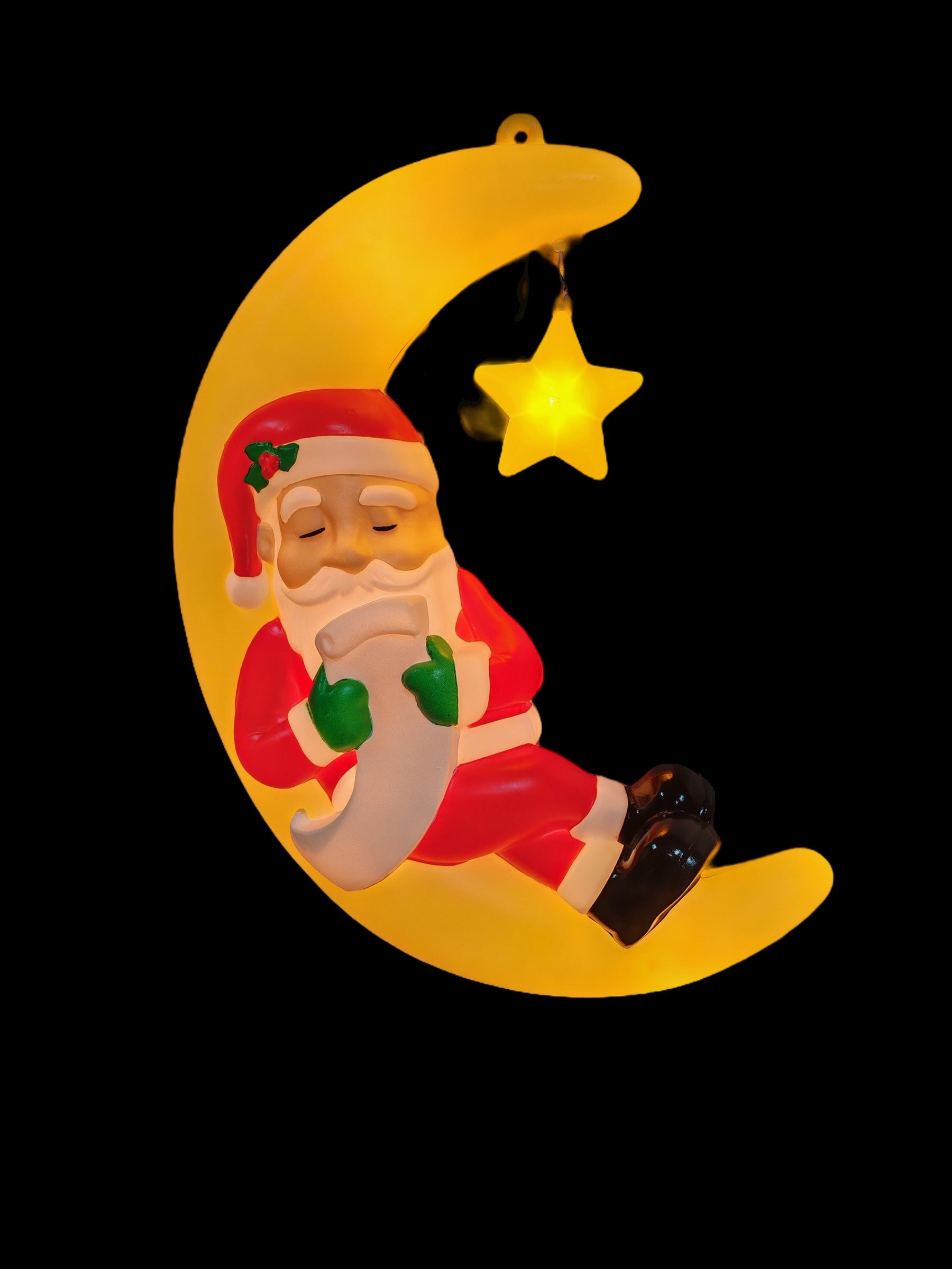 Sleeping Santa On The Moon With List Christmas Home Holiday Decor Blow Mold 22.5”